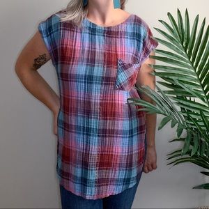ANTHROPOLOGIE Akemi And Kin Plaid high Lpw Top